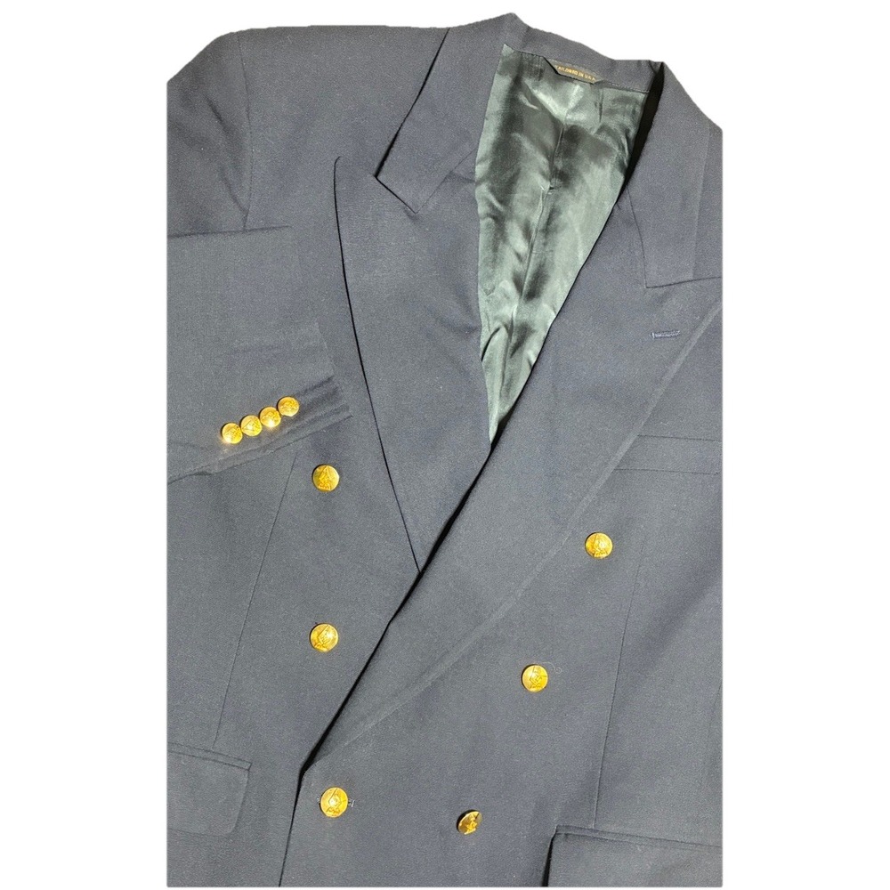 AUSTIN REED Sport Coat Men's 44R Navy Wool Gold Buttons Blazer Jacket USA